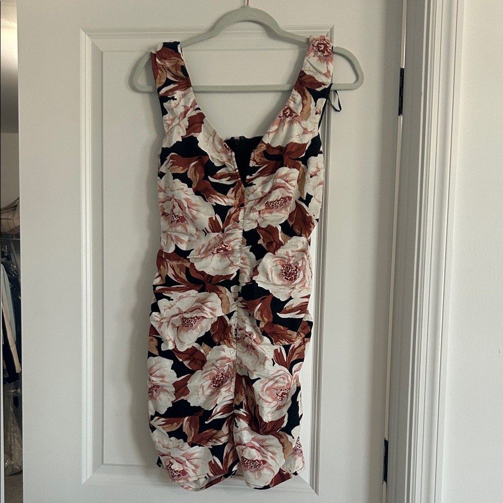 Floral Sleeveless Dress - Black, brown and Pink